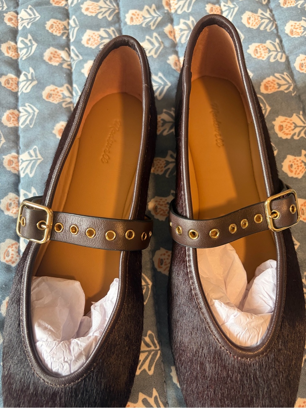 Madewell The Remy Calf Hair Mary Jane Flats Chocolate Raisin 9.5 Sold Out - Picture 7 of 10